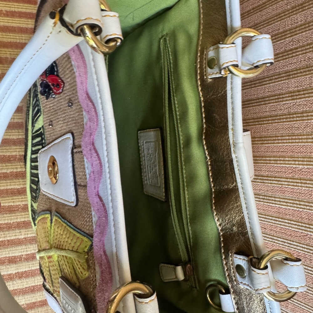 Coach Tan and White Satchel with Leaf and Butterfly Design - Picture 5 of 7